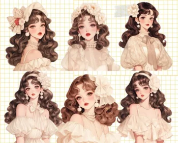 24pcs princess girl Journaling Stickers