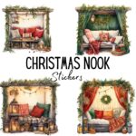 12pcs Christmas Nook Journaling Stickers