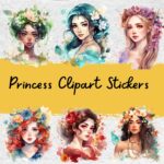 12pcs princess clipart Journaling Stickers