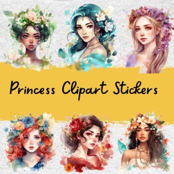 12pcs princess clipart Journaling Stickers