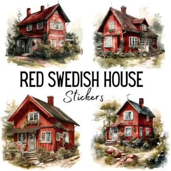12pcs red swedish house Journaling Stickers