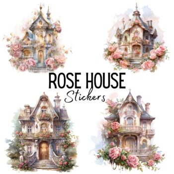 12pcs rose house Journaling Stickers