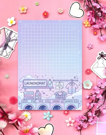 Cute Laundromat Grid Notepad