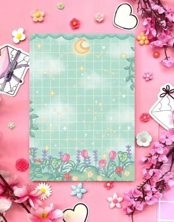 Mint Moon Garden Notepad