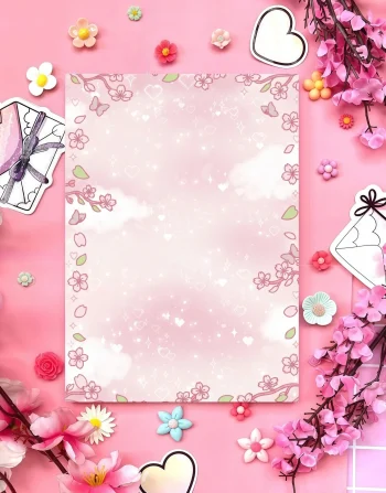 Sakura Hearts Aesthetic Notepad