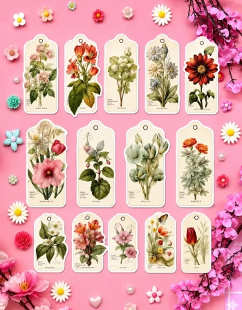 Floral Tags Label Stickers