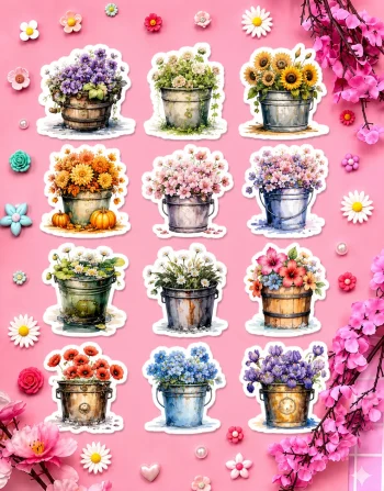 Floral Buckets Stickers