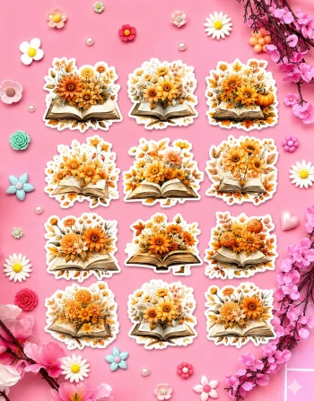 Book with Flowers Stickers
