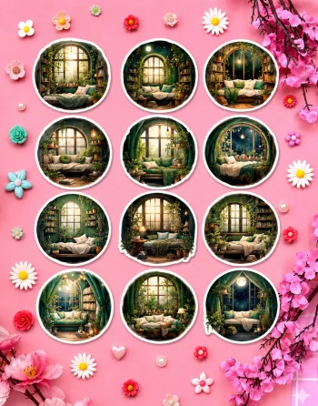 Cottage core Books Stickers