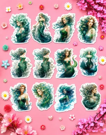 Green Mermaid Stickers