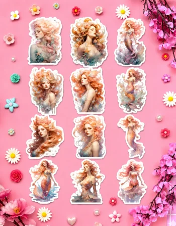 Peach mermaid Stickers