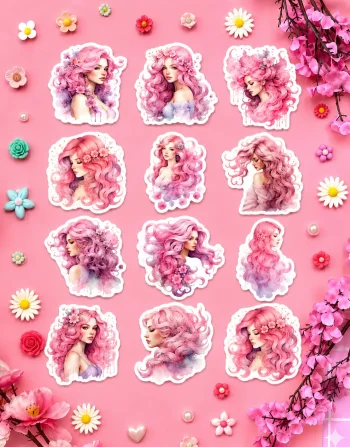 Pink Hair Princess Stickers