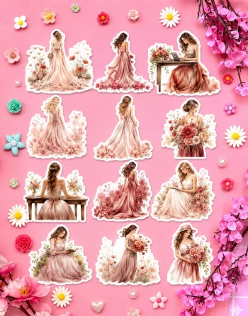 Red Wildflower Girl Stickers