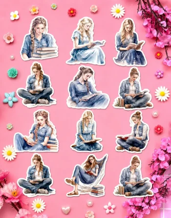 Reading Girls Stickers
