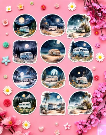 Van Life Night Stickers
