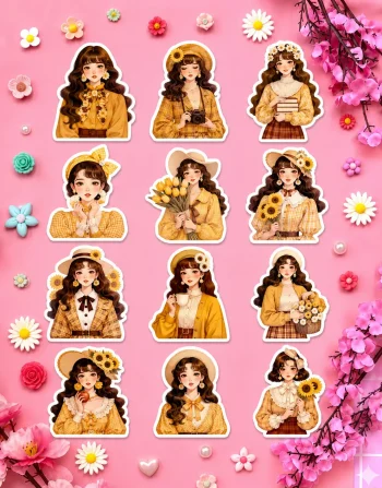 Cottage Core Girl Stickers