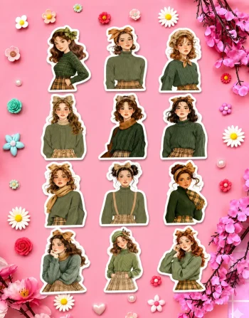 Green Girl Stickers
