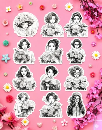 Monochrome Girls Stickers