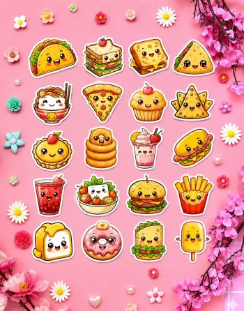 Kawaii Fast Food Stickers