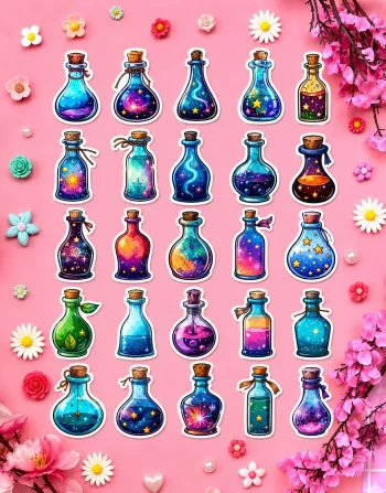 Magic Cartoon Bottle Stickers