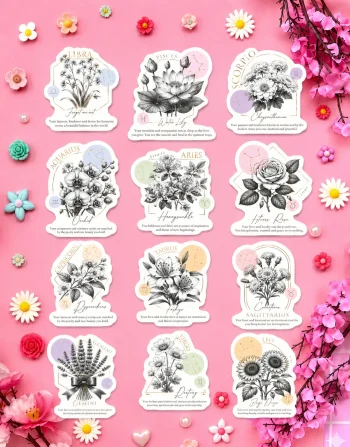 Zodiac Birth Flowers Stickers