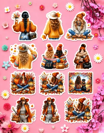 Autumn Girl Stickers